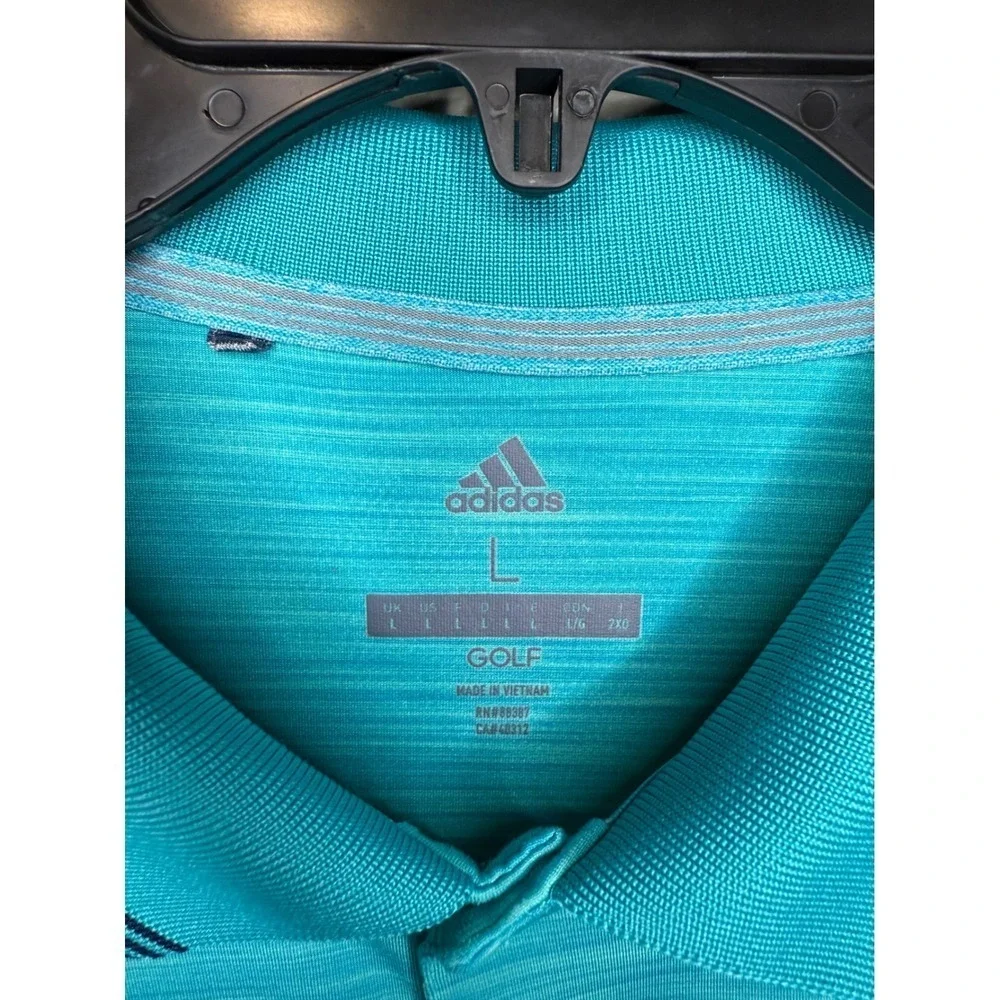 Adidas Golf Polo Shirt Mens Large L Turquoise Athletic Short Sleeve